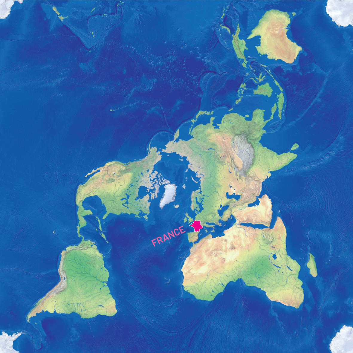 Planisphère carré — saurez-vous situer les continents ?