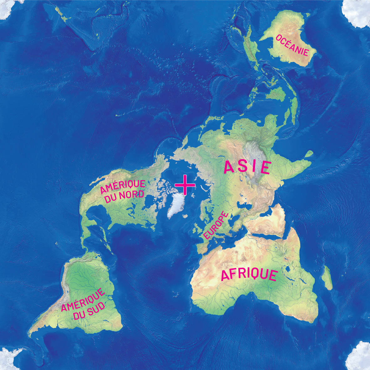 Planisphère carré — saurez-vous situer le pôle Sud ?